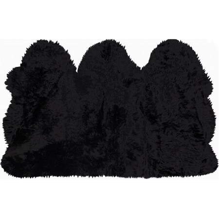 Palacedesigns 3 x 5 ft. Black Natural Sheepskin Area Rug - Black - 3' x 5' PA3096208